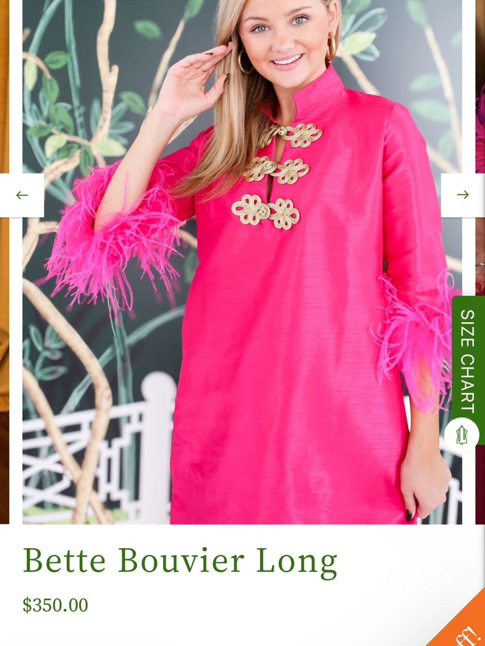 Bette Bouvier Long Dress in Hot Pink with Feather Cuffs size 1 which is a M